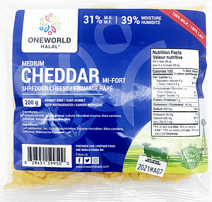 Shredded Medium Cheddar
Cheese 12 X 200Gr.